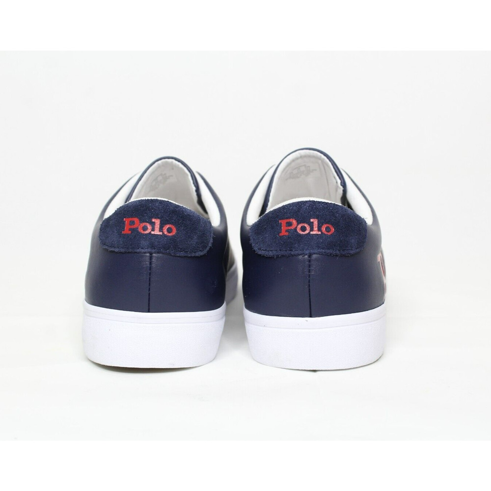 Polo Ralph Lauren Longwood Logo Spellout Blue Leather Men's Shoes Size 10.5 New - Picture 4 of 8